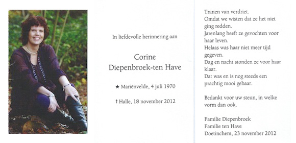 Wonderbaar In liefdevolle herinnering aan Corine Diepenbroek-ten Have MM-34
